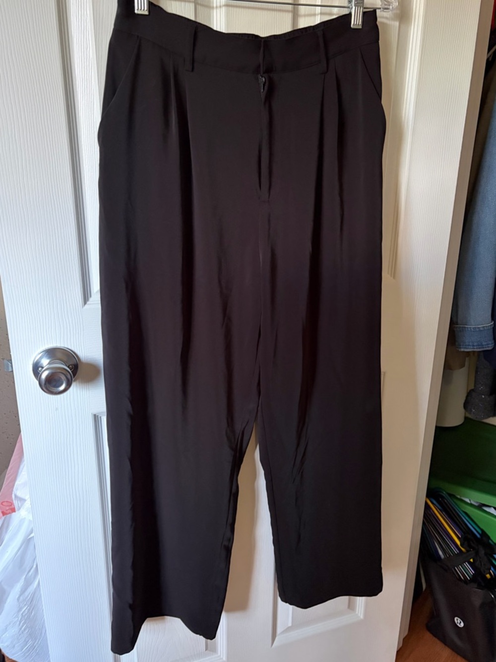 Black Wide-Leg Women's Dress Pants